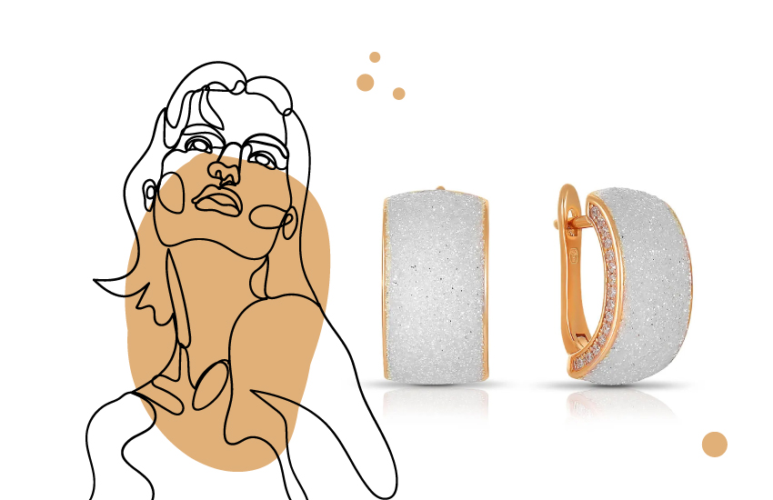 серьги, глиттер, белый цвет, ювелирный тренд, 2022, советы, 585 золотой