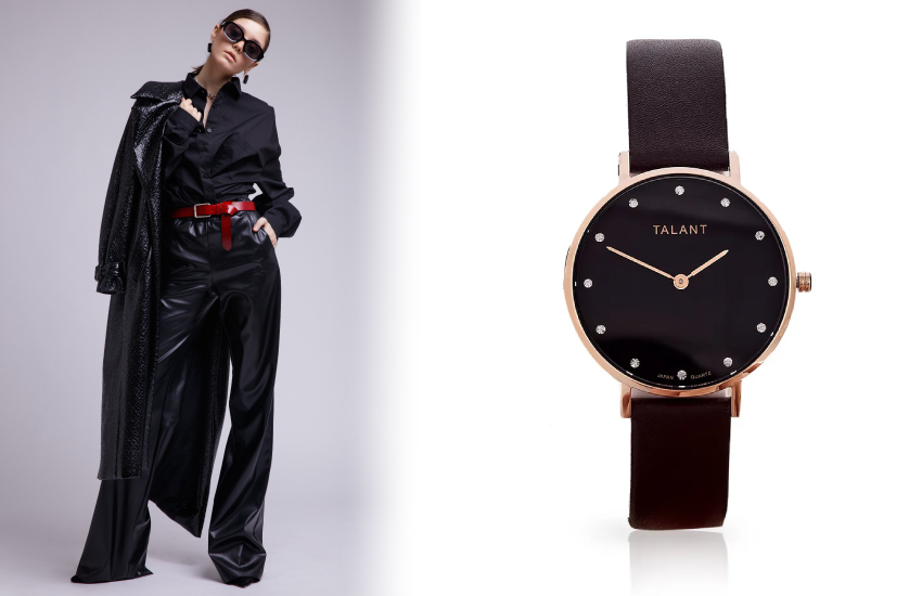 широкие, полная длина, кожаные брюки, с чем носить, советы стилиста, образ, 585 золотой, часы