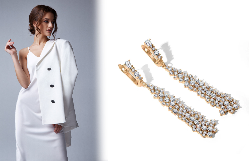 бельевое платье, жакет, образ, новый год, 2022, советы стилиста, 585 золотой, серьги