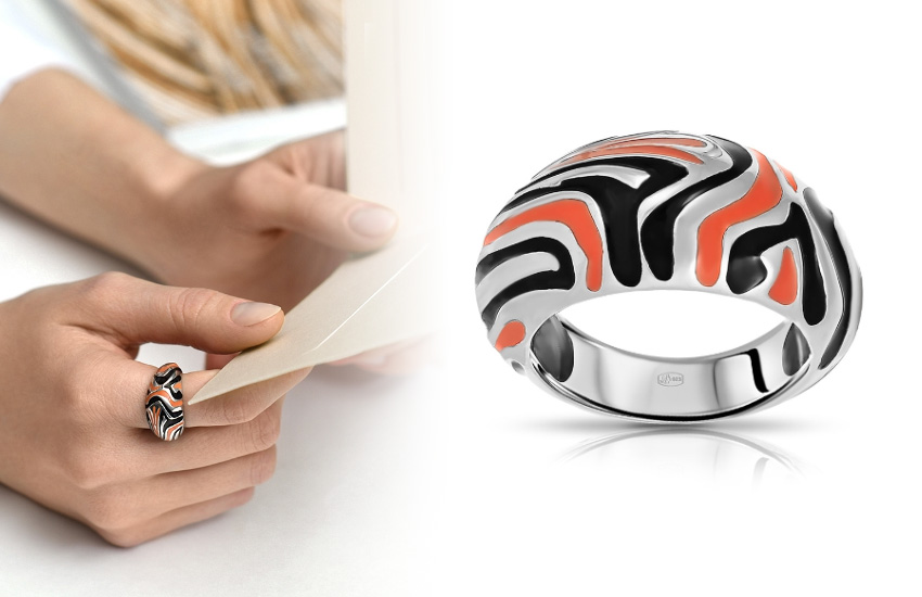 эмаль, массивное кольцо, ювелирные тренды, зима 20221-2022, советы, 585 золотой