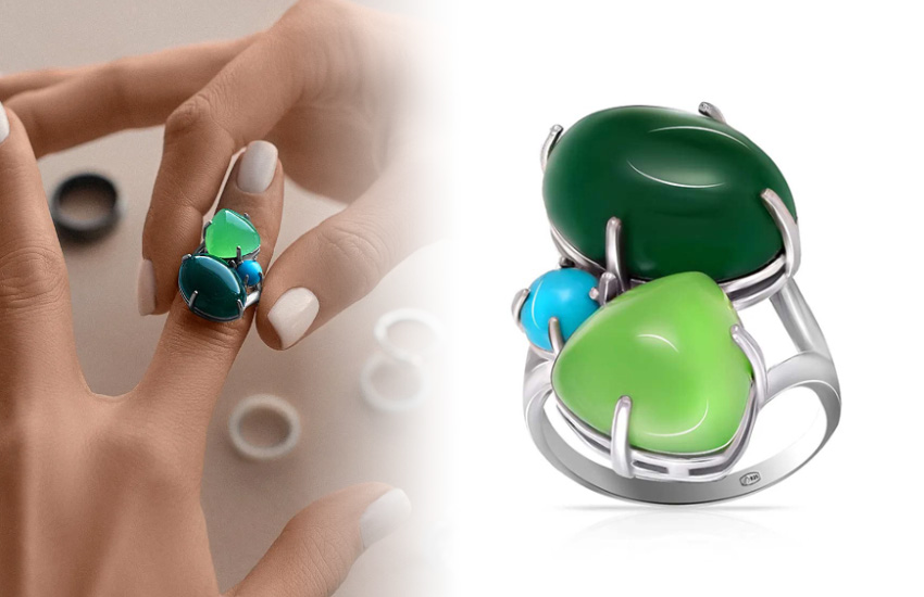 самоцветы, массивное кольцо, ювелирные тренды, зима 20221-2022, советы, 585 золотой