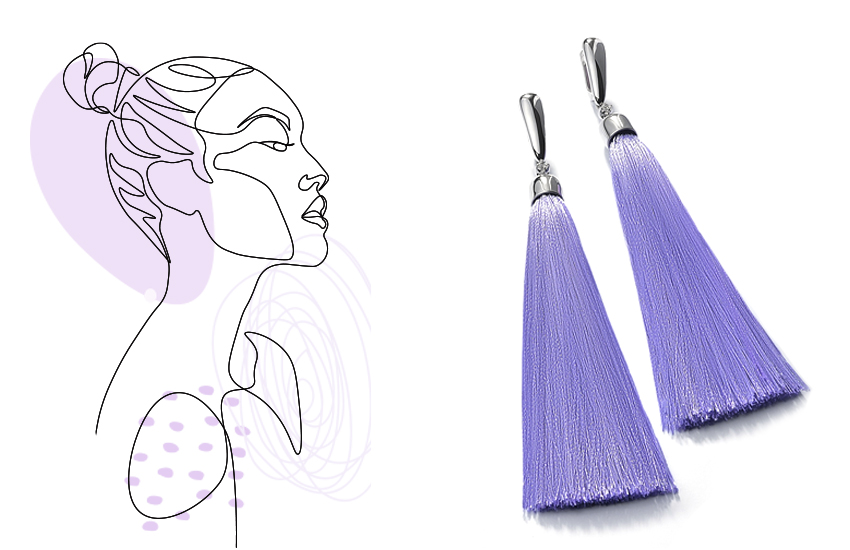 цвет года 2022 сиреневый very peri ювелирные украшения 585 золотой аметист серьги