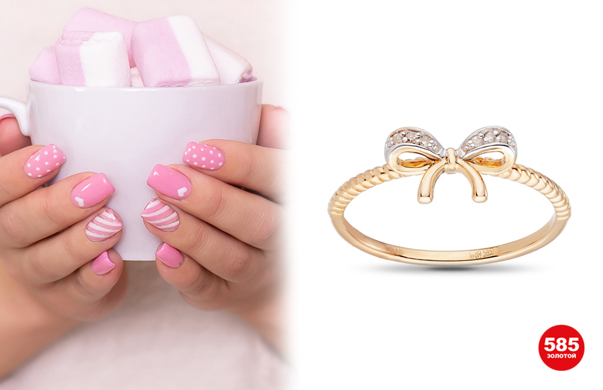 маникюр, идеи, тренды, нейл-дизайн, нейл-арт, маникюр на 14 февраля, романтичный маникюр, 585 золотой