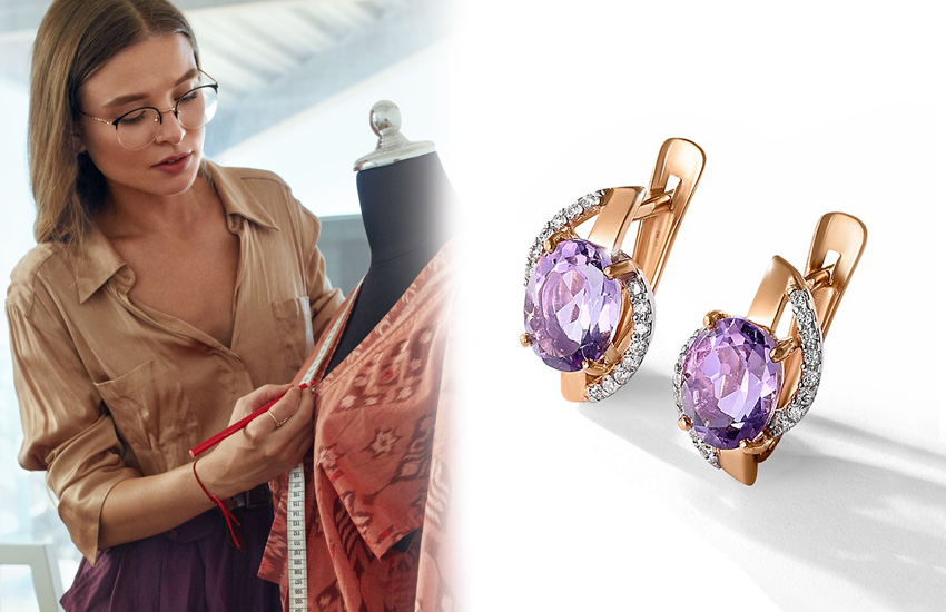 585 золотой ювелирные украшения талисманы серьги аметист