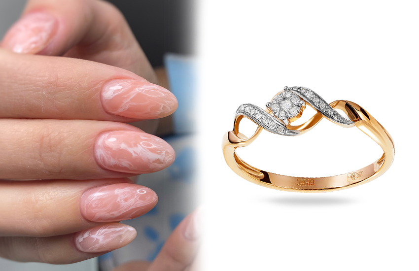 нюд, маникюр, тренды, 2022, советы, 585 золотой, кольцо