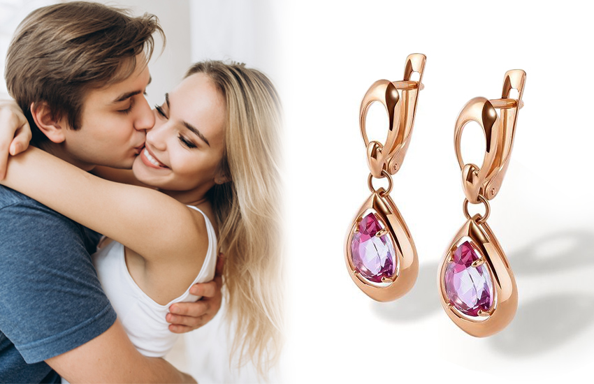 585 золотой ювелирные украшения талисманы серьги розовый топаз