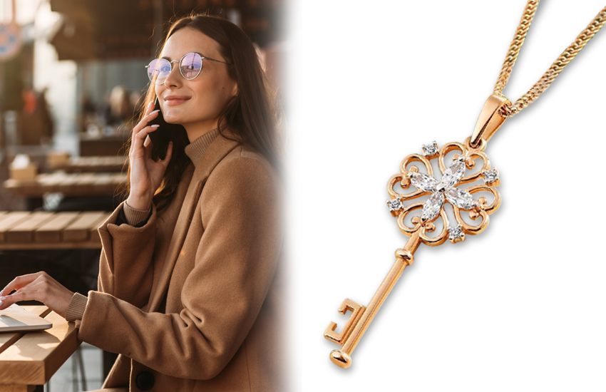 585 золотой ювелирные украшения талисманы подвеска ключик золото