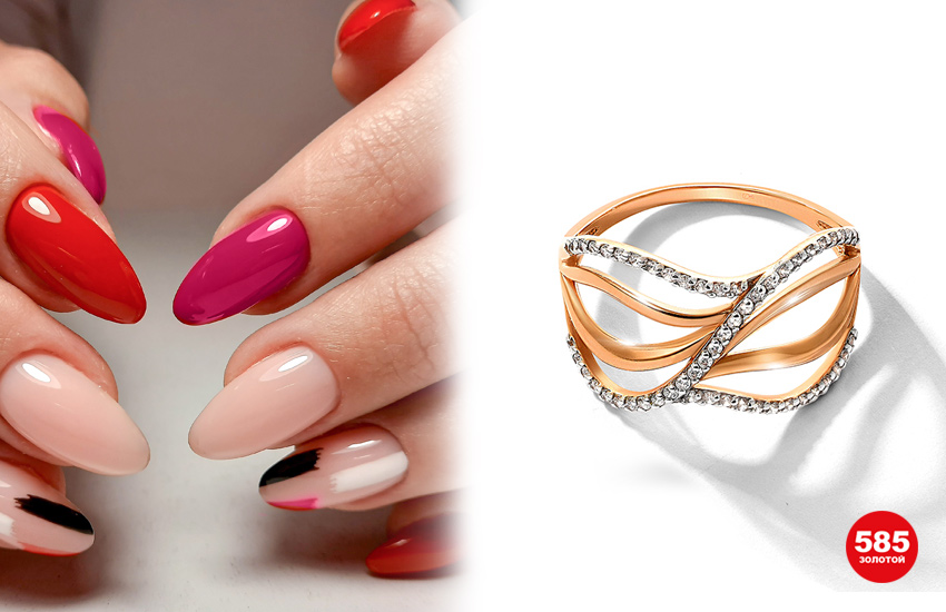маникюр, идеи, тренды, нейл-дизайн, нейл-арт, маникюр на 14 февраля, романтичный маникюр, 585 золотой