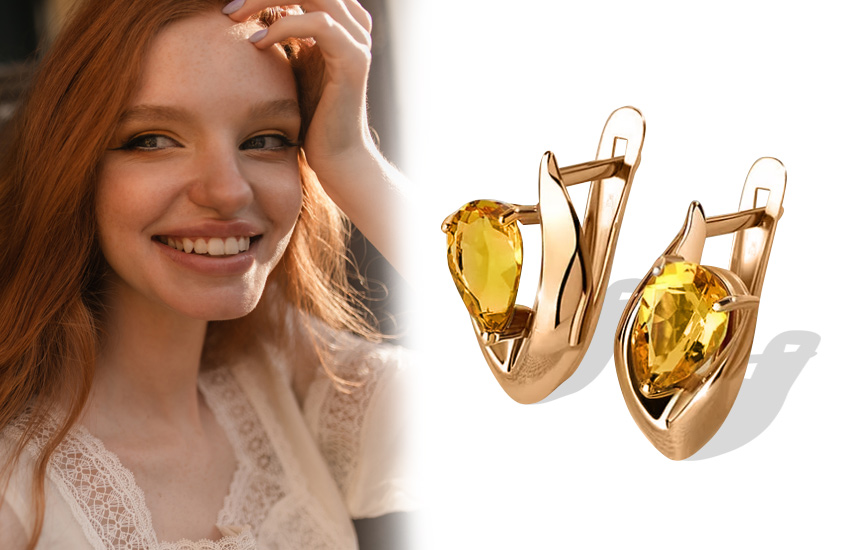 585 золотой ювелирные украшения талисманы серьги цитрины