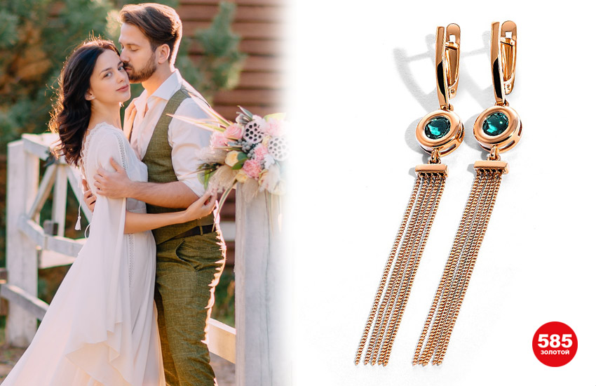 585 золотой ювелирные украшения свадьба серьги 