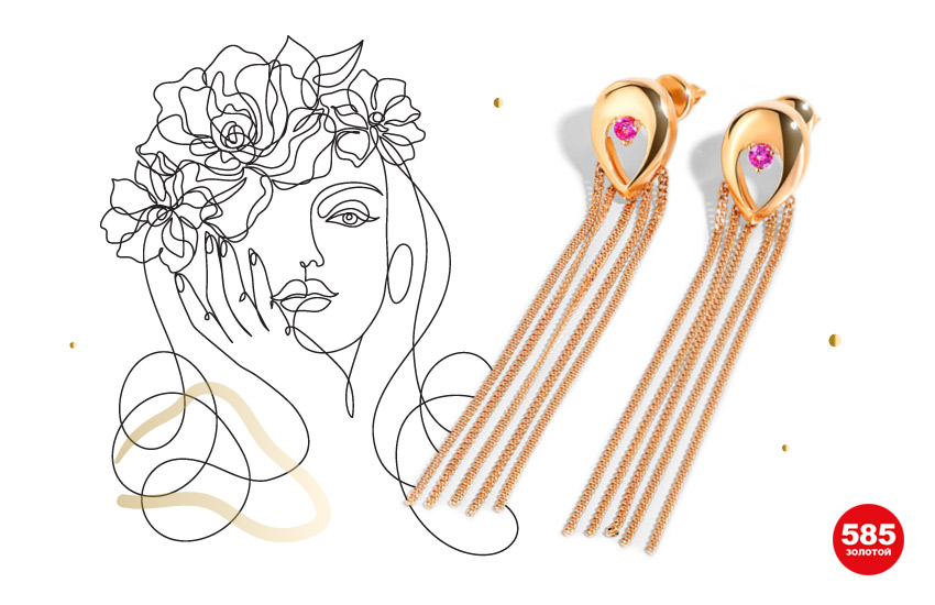 585 золотой, ювелирные украшения, серьги-кисти, тренд, золото