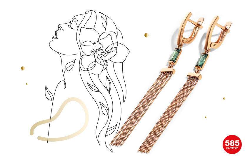 585 золотой, ювелирные украшения, серьги-кисти, тренд, золото, серебро