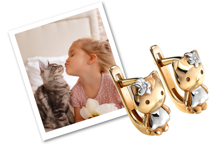 детские украшения, аксессуары для девочки, детская мода, 585 золотой, подарок для девочки, серьги