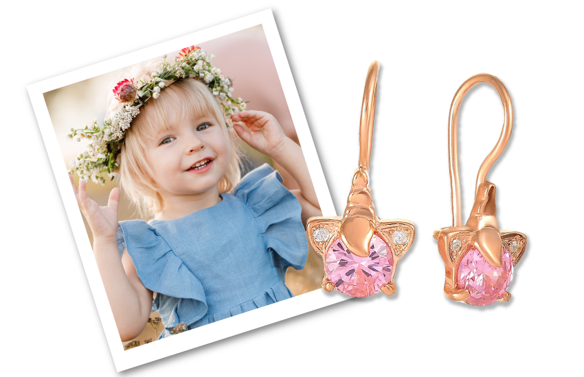 детские украшения, аксессуары для девочки, детская мода, 585 золотой, подарок для девочки, серьги