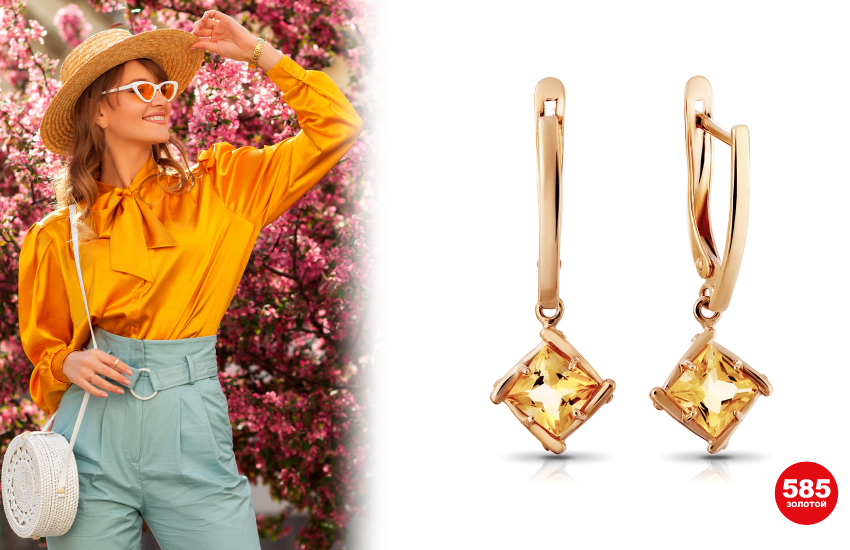 тренды ювелирные украшения 585 золотой лето 2022 серьги