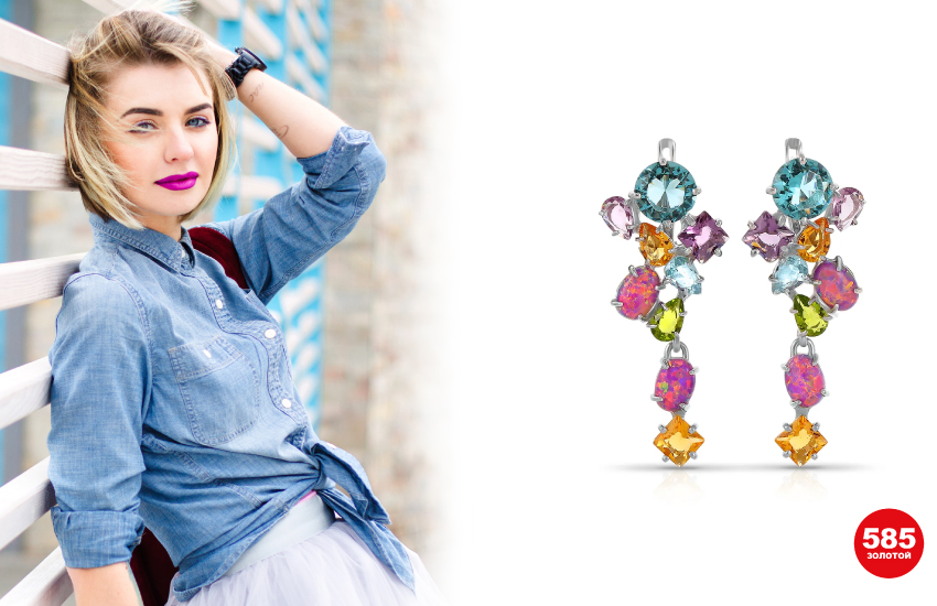 тренды ювелирные украшения 585 золотой лето 2022 серьги