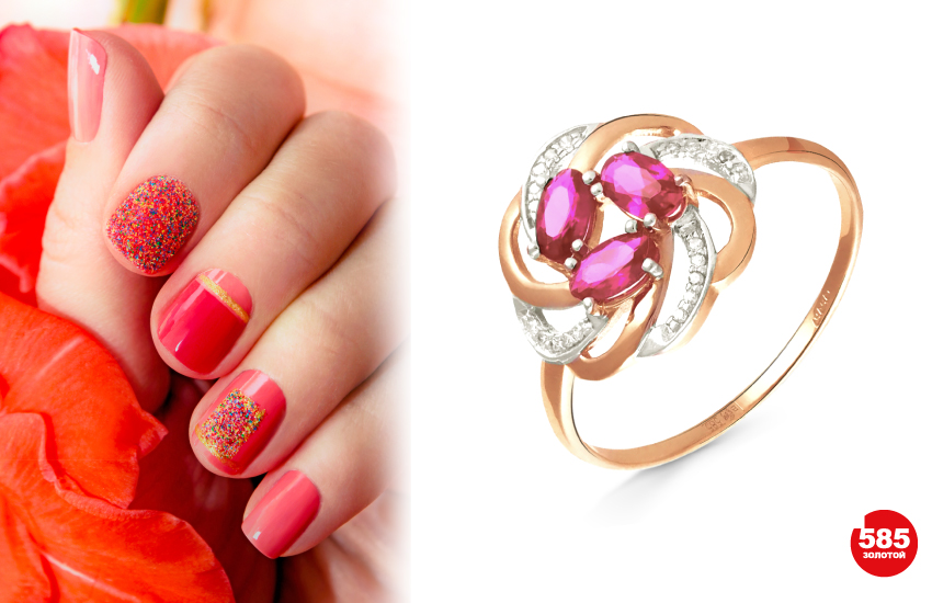 маникюр, летний маникюр, бьюти-тренды, красота, уход за ногтями, дизайн ногтей, кольцо, 585 золотой