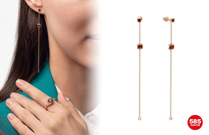 серьги тренды ювелирные украшения 585 золотой драгоценные камни золото 