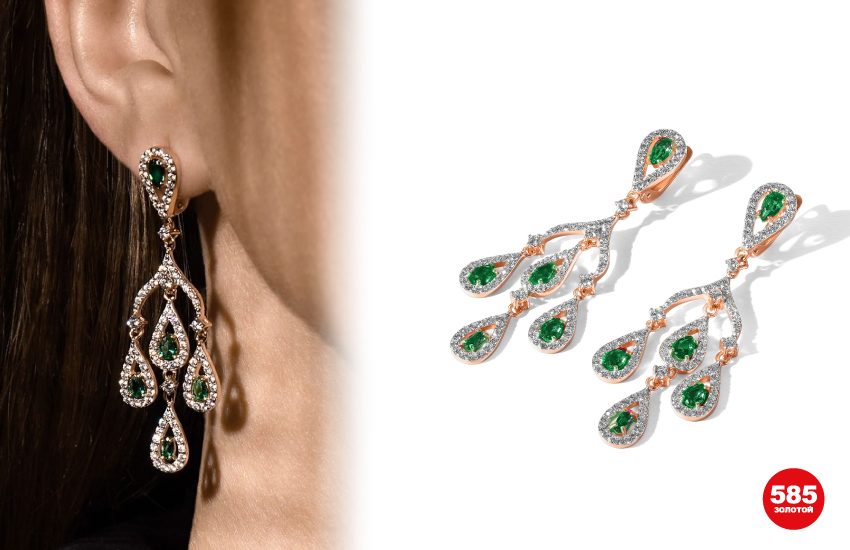 серьги тренды ювелирные украшения 585 золотой драгоценные камни золото бриллианты 