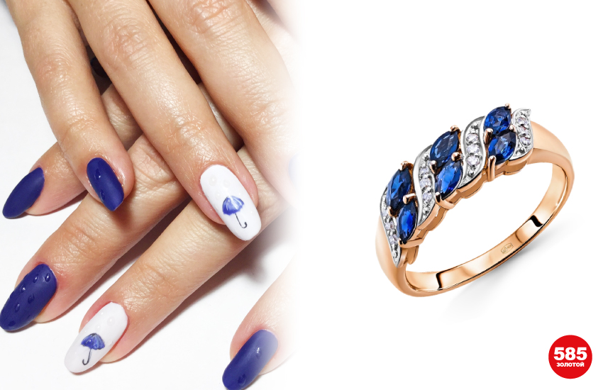 тренды маникюра 2022 осень 585 золотой ювелирные украшения драгоценные камни
