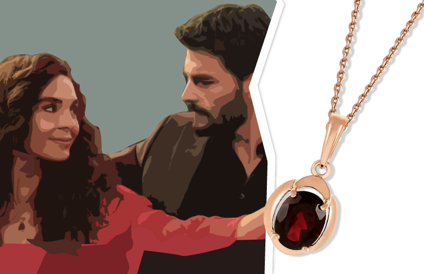 турецкие сериалы украшения 585 золотой ветреный подвеска с гранатом