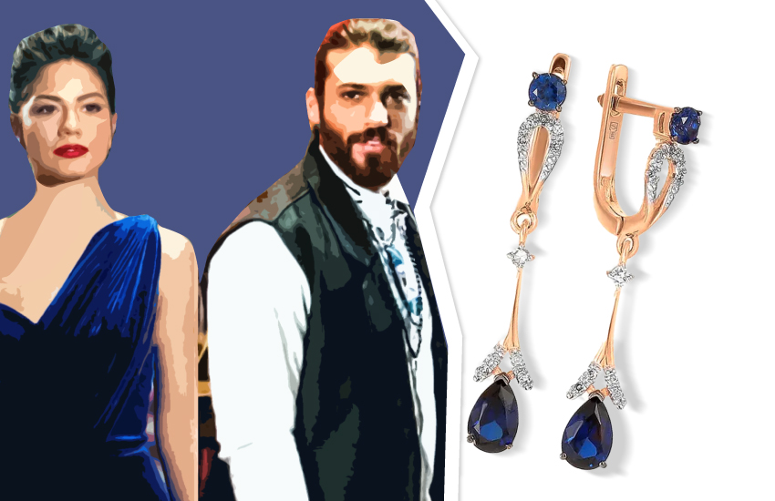 турецкие сериалы украшения 585 золотой ранняя пташка серьги с сапфиром