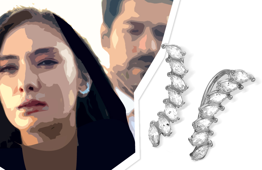 турецкие сериалы украшения 585 золотой черная любовь серьги-каффы