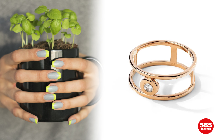 маникюр, френч, тренды маникюра, нейл дизайн, ногти, идеи маникюра, украшения, кольцо, 585 золотой