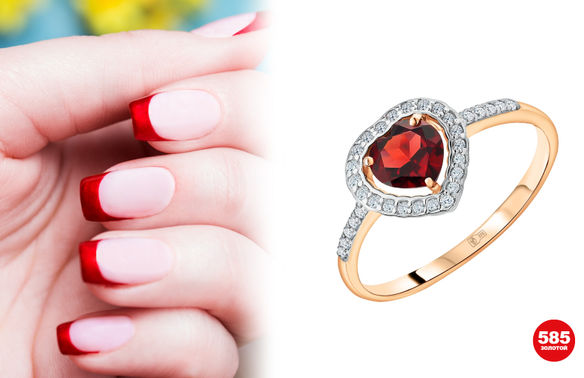 маникюр, френч, тренды маникюра, нейл дизайн, ногти, идеи маникюра, украшения, кольцо, 585 золотой