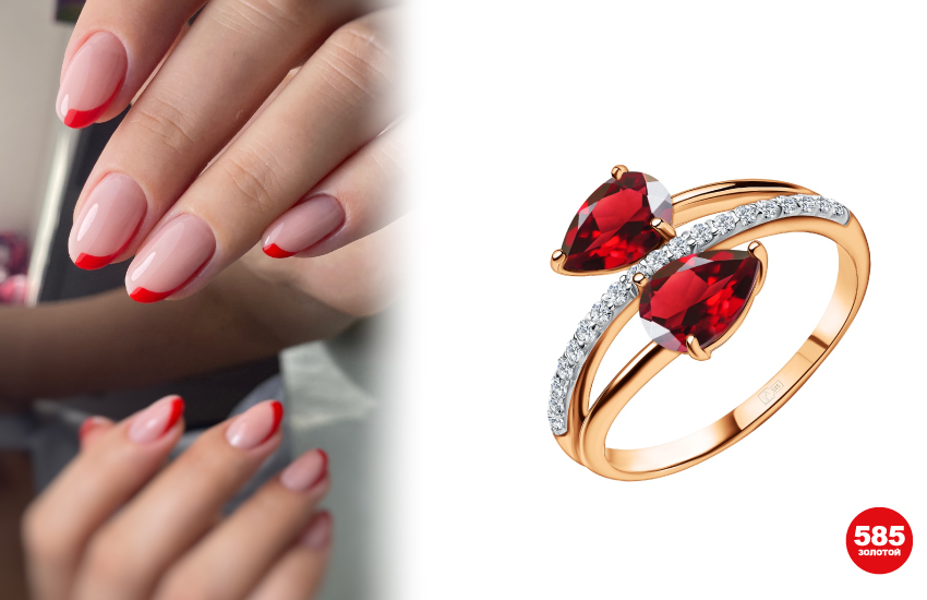 маникюр, френч, тренды маникюра, нейл дизайн, ногти, идеи маникюра, украшения, кольцо, 585 золотой