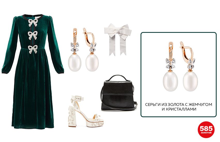 стильный образ, ретро, винтаж, бархатное платье, лукбук, серьги с жемчугом