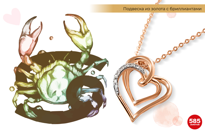 знак зодиака Рак, подвеска-сердечко, талисман