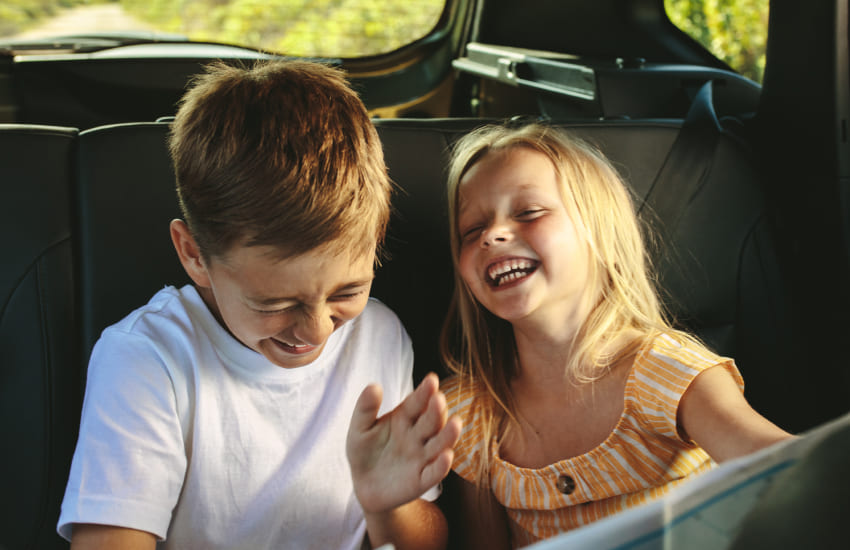 поездка, дети, машина
