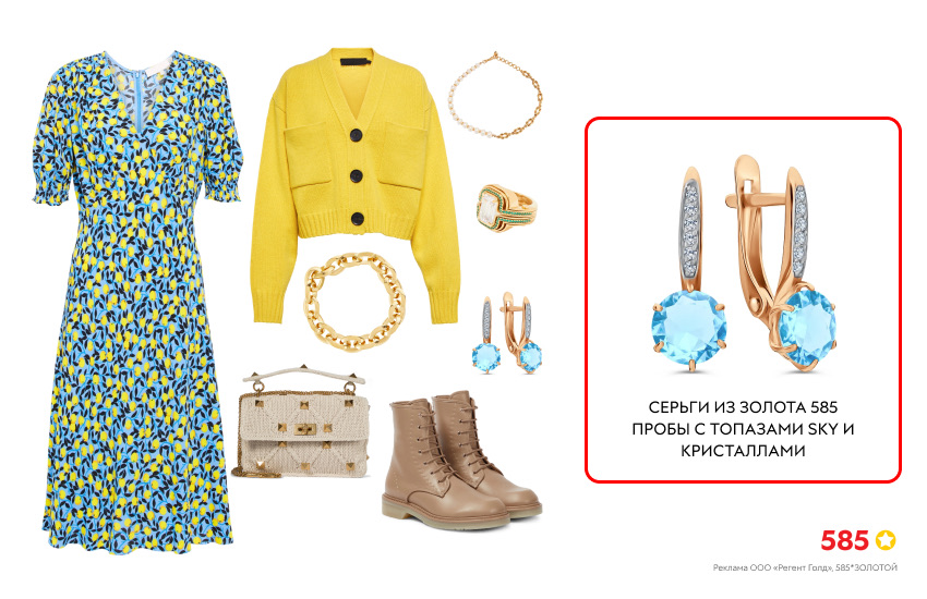платье в цветочек, нежный образ, желтый кардиган, серьги с топазом