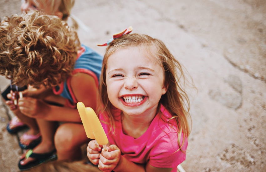 дети, мороженое, улыбка