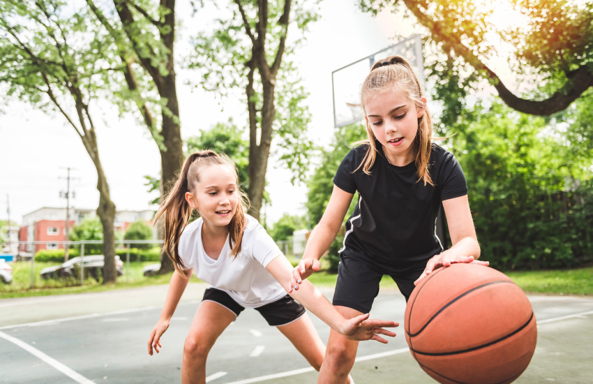девочки, баскетбол, мяч