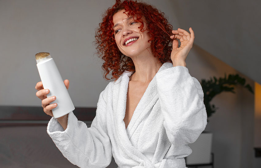 красивая девушка, уход за волосами, шампунь