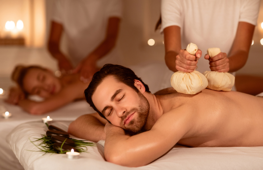 красивая пара, спа, массаж