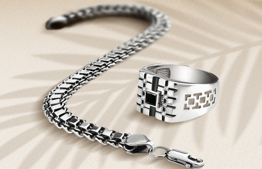 мужской браслет, серебряный браслет, мужская мода